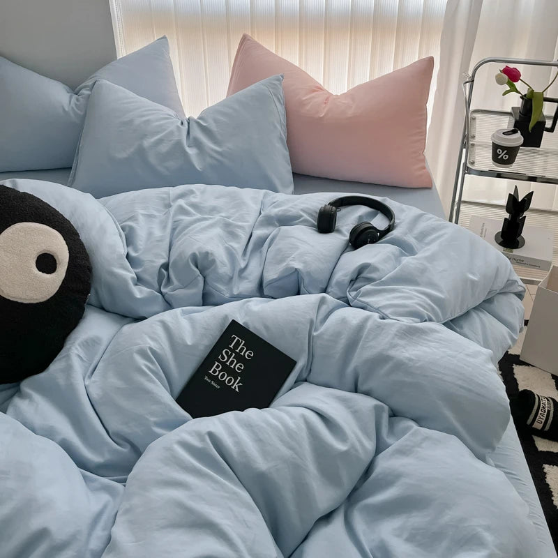 Cozy Bedding Set 3Pcs,1 Duvet Cover with Zipper Closure,2 Pillowcases,Solid Color,Super Soft, Machine Washable, Colorfast