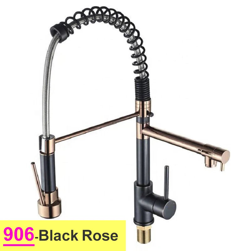 Spring Pull Down Kitchen Faucet, Hot Cold Stainless Steel Kitchen Sink Mixer Tap with Single Handle Spring Kitchen Faucets