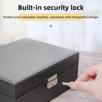 2 Layer Double-layer Jewelry Box PU Leather Elegant Leather Jewelry Organizer with Lock Large Capacity Necklace Earring Box