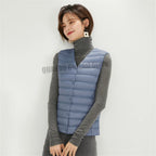 Women Sleeveless Puffer Vest Women's Ultra Light Down Vest Women Two Ways Waistcoat Portable Warm Sleeveless Winter Liner