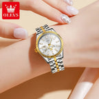 OLEVS 5593 Woman Watch Stainless Steel Waterproof Auto Date Elegant Ladies Wristwatch Luxury Original Quartz Watch for Women New