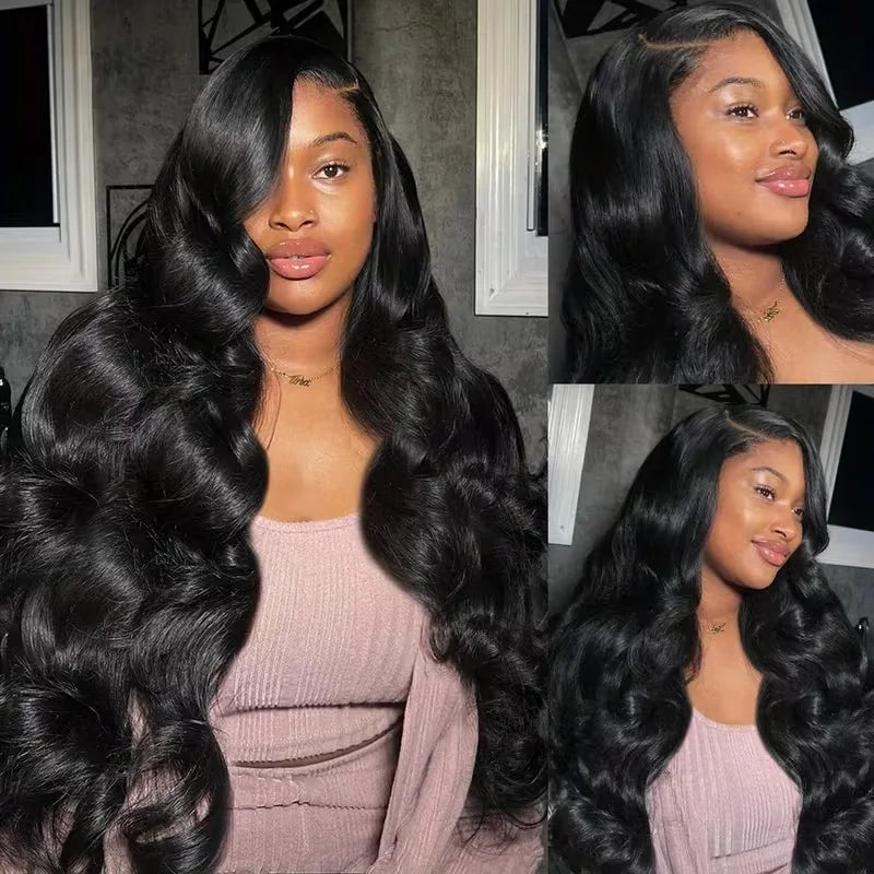 40 42 Inches Silky Smooth Natural Black Body Wave Virgin Lace Wig 16 To 42 Inches 13x6 Wide HD Lace Front 13x4 Daily Lace 250 Density Pre Plucked Undetectable Hairline
