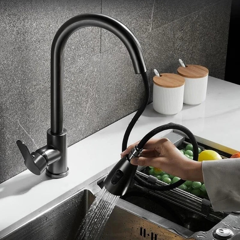 Kitchen Faucet Pull Out Brushed Nickle Stainless Steel Black Kitchen Mixed Tap Kitchen Sink Tap