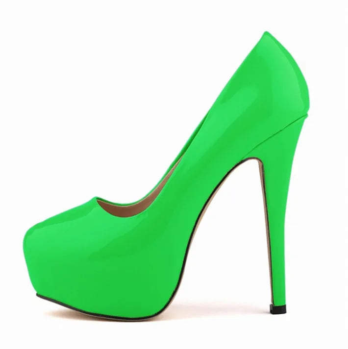 Sexy High Platform Party Shoes 2026 New Women Concise Solid Patent Leather High Heels Shoes Fashion Shallow Wedding Shoes Woman