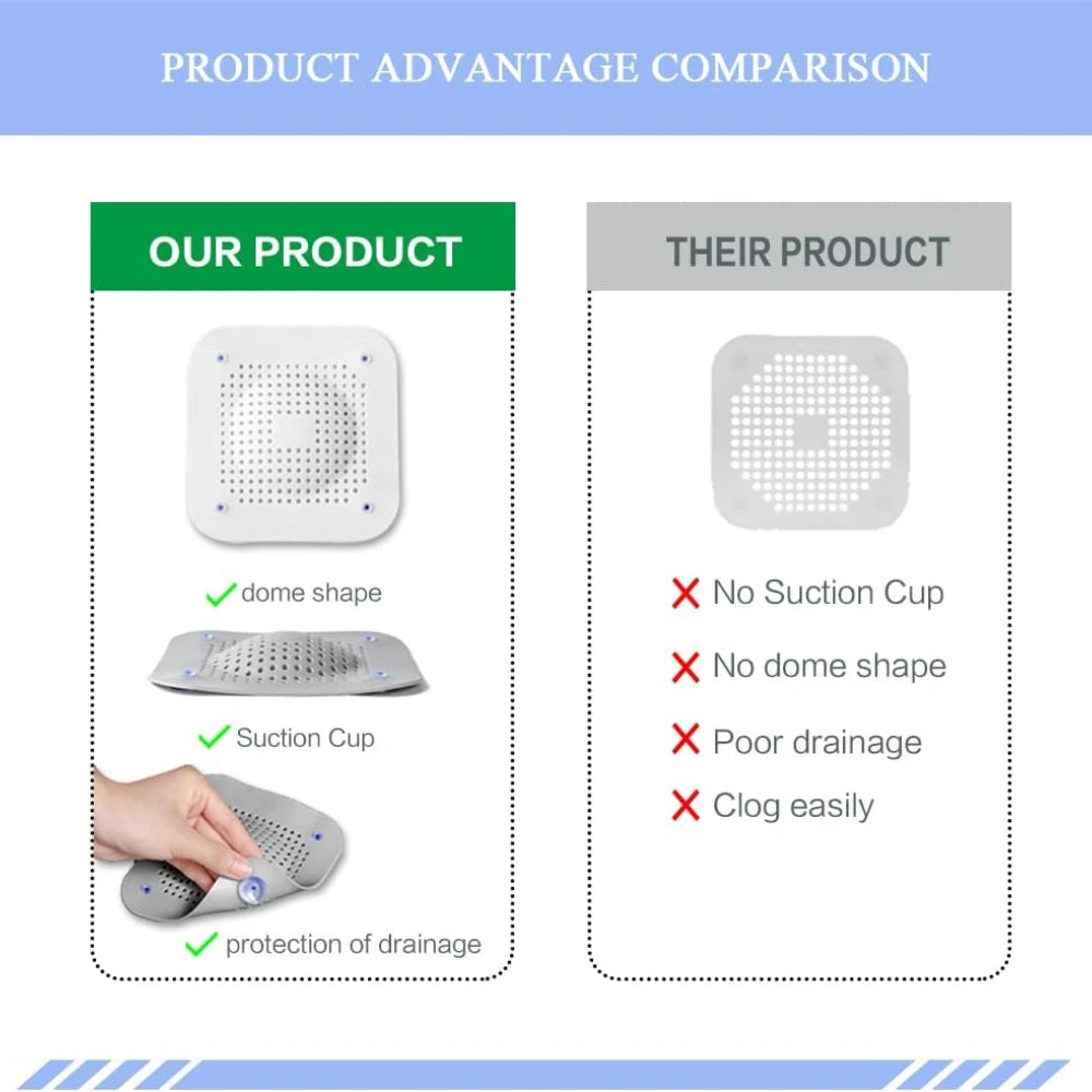 Shower Hair Catcher, Kitchen Sink Drain Protector, Silicone Drain Cover with Suction Cup, Strainers for Bathroom, Bathtub, Basin