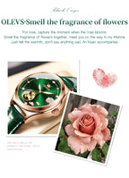 OLEVS 6601 Green Leather Strap Women Watch Automatic Mechanical Movement Waterproof Diamond Fashion Watch