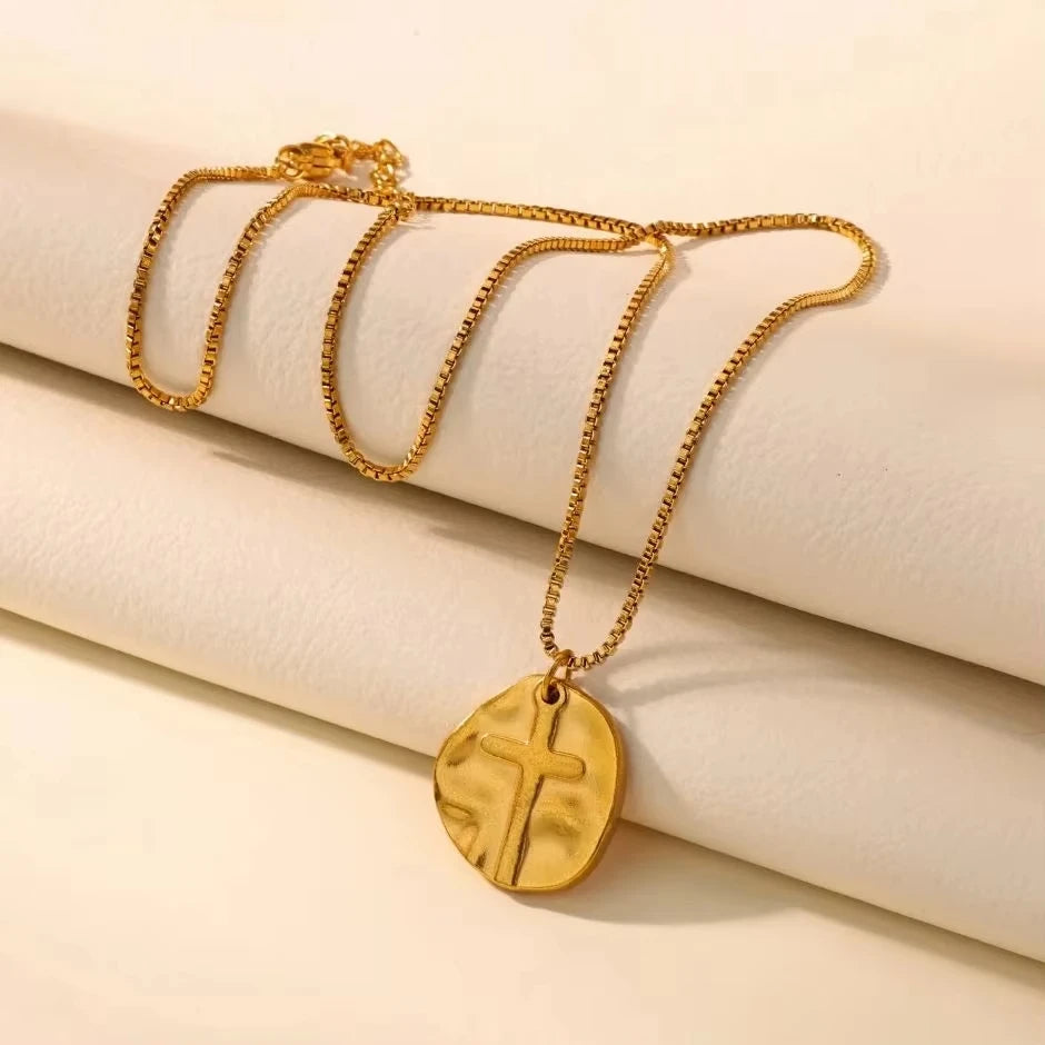 Stainless Steel Cross Pendent Necklaces for Women Men Gold Color Religion Clavicle Chains Necklaces 2026 Trend Jewelry Wholesale