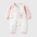 Baby Romper Autumn 0-6 Months Baby Three-layer Warm Clothing Newborn Cute Cartoon Crawling Suit