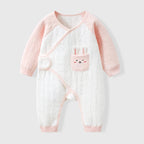 Baby Romper Autumn 0-6 Months Baby Three-layer Warm Clothing Newborn Cute Cartoon Crawling Suit