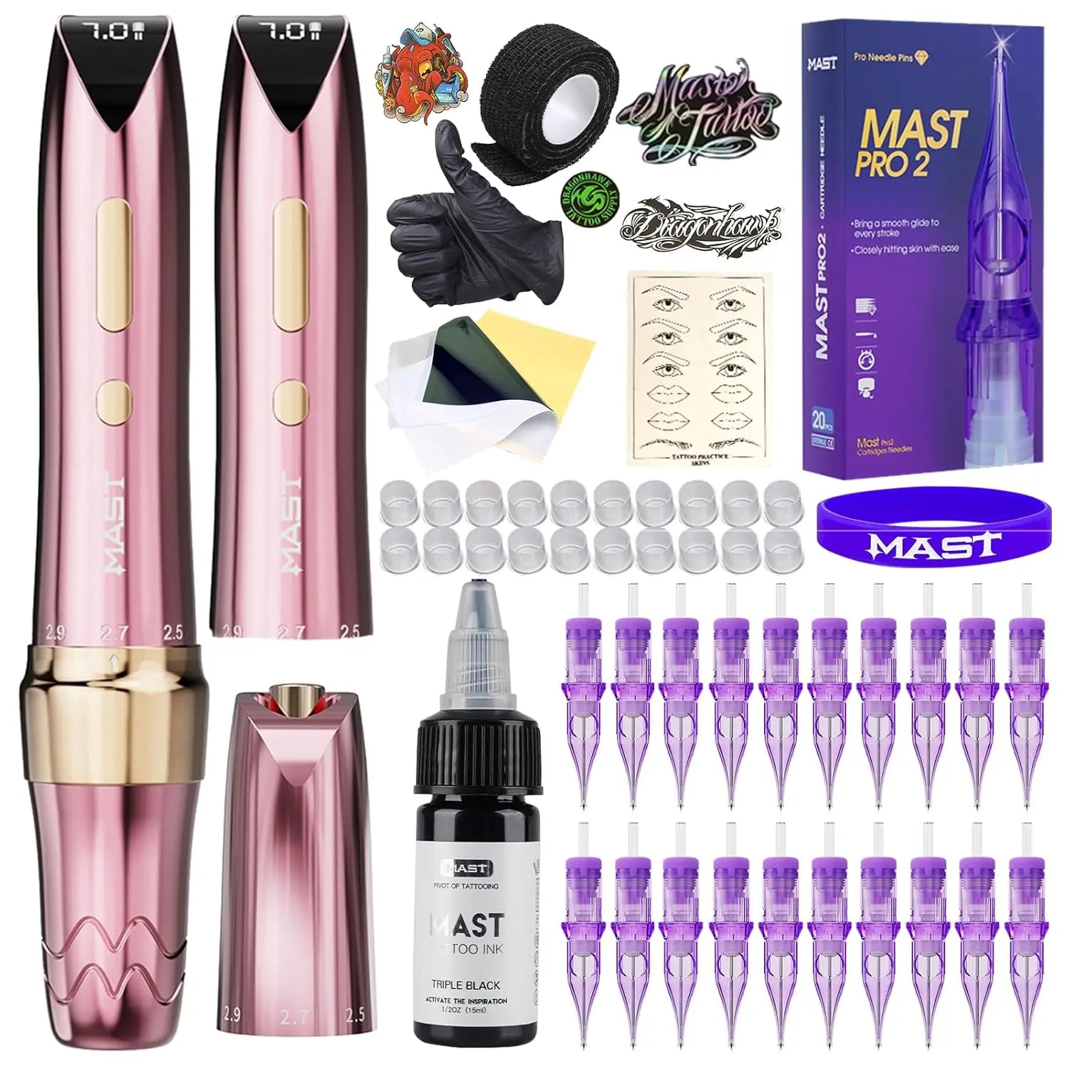 Mast P60 Permanent Makeup Tattoo Machine 5 Adjustable Strokes LED Digital Display Lightweight Design for Eyebrows Eyeliner Lip