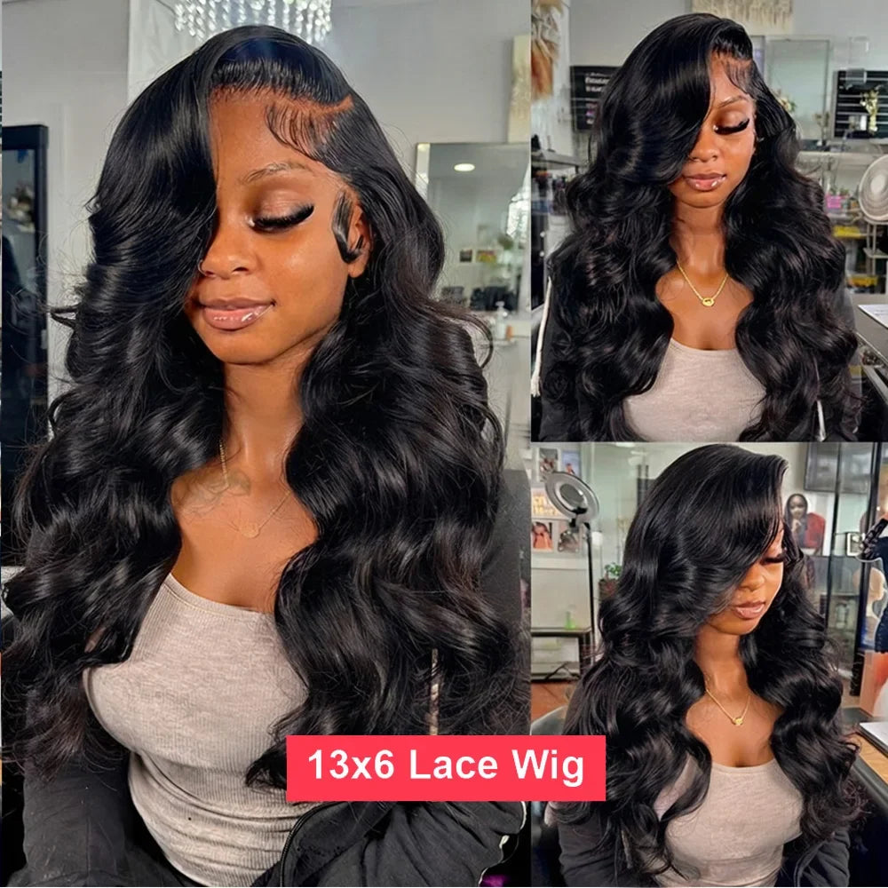 250 Density 100% Human Hair Body Wave 5x5 Glueless Lace Frontal Wigs 13x6 HD Lace Front Wig 40 Inch 13x4 Brazilian Black Clourse