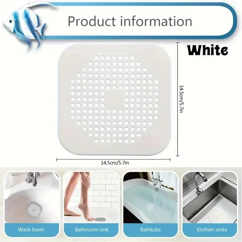 2 Pack Hair Catcher Brush+Strainer Anti-Clog Drain Stopper Shower Plug Anti-Odor Sink Parts Reusable Easy Install