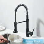 Brushed Nickel/Black Kitchen Faucet Single Handle High Arc Pull down Spray Sink Faucet with Lever Handle in Stainless Steelk