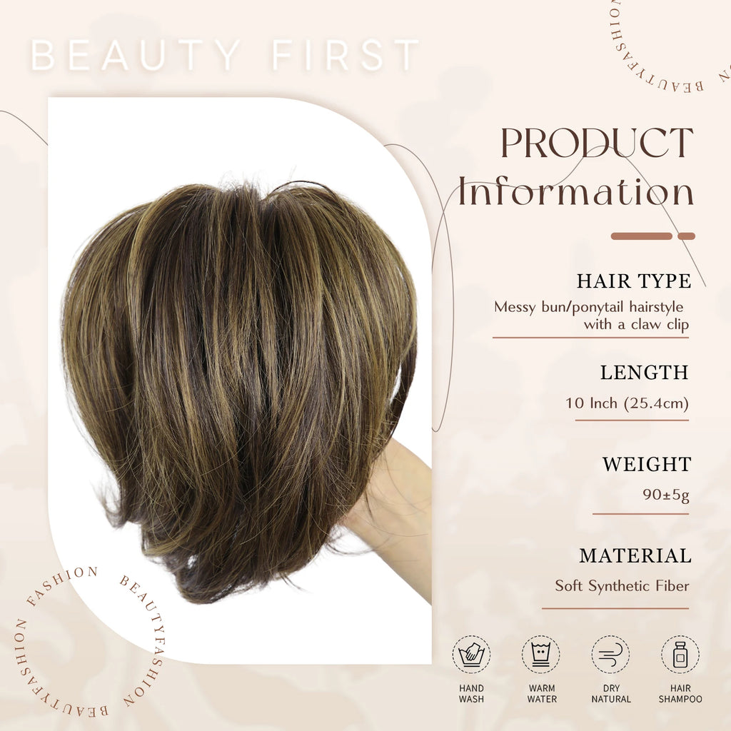 Synthetic Short 10 Inch Straight Claw Clip Ponytail Extensions Blonde Black False Layered Pony Tails Hair Pieces For Women