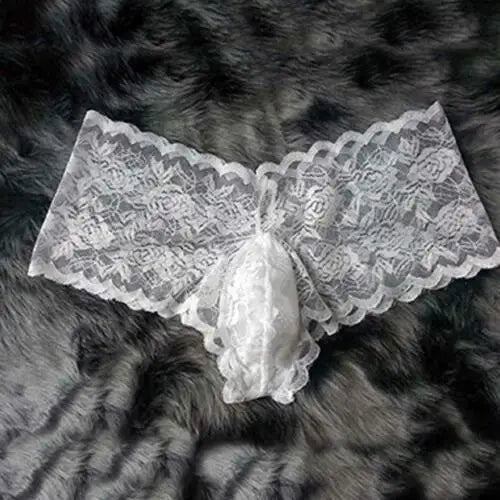 1pc Men's Sexy See Through Lace Pouch Lingerie Panties Bikini Briefs Underwear Low Waist Breathable Solid Color