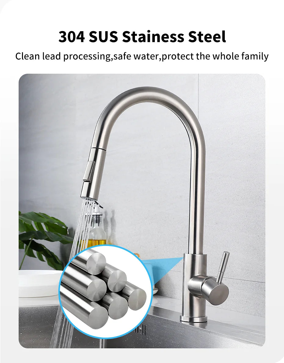Smart Touch Kitchen Faucets Crane For Sensor Kitchen Water Tap Sink Mixer Rotate Touch Faucet Sensor Water Mixer KH-1015