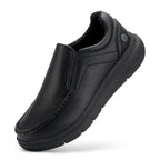 FitVille Men Wide Fit Leather Slip On Casual Loafers, Lightweight Arch Support Walking Shoes, Orthopedic Pain Relief Shoes for Swollen Feet & High Instep