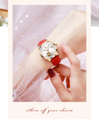 OLEVS 6601 Green Leather Strap Women Watch Automatic Mechanical Movement Waterproof Diamond Fashion Watch