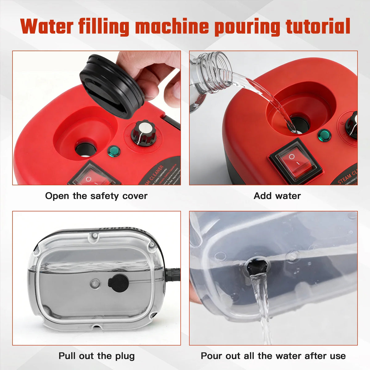 2500W Portable Handheld Steam Cleaner High-Temperature 1200ML Adjustable 105°C 6 Levels 20 Accessories With Brush Heads