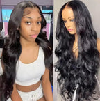 40 42 Inches Silky Smooth Natural Black Body Wave Virgin Lace Wig 16 To 42 Inches 13x6 Wide HD Lace Front 13x4 Daily Lace 250 Density Pre Plucked Undetectable Hairline