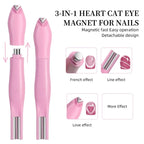3 in 1 Cat Eye Nail Magnetic Stick Love Heart Snake Pattern French Cat Eye Nail Magnet UV Gel Polish Effect Manicure Design Tool
