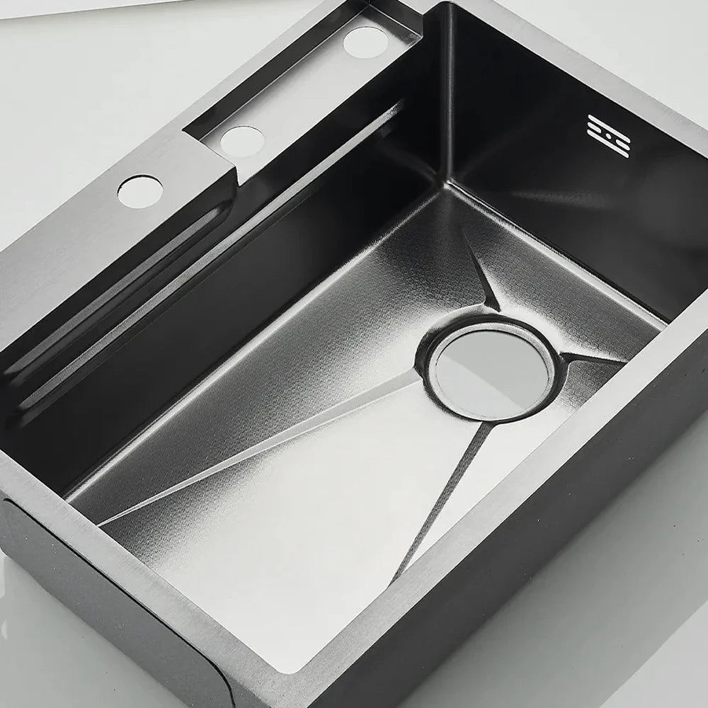304 Stainless Steel Waterfall Kitchen Sink Large Single Slot Integrated Faucet Set Soap Dispenser/Pure Water/Cup Washer