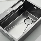 304 Stainless Steel Waterfall Kitchen Sink Large Single Slot Integrated Faucet Set Soap Dispenser/Pure Water/Cup Washer