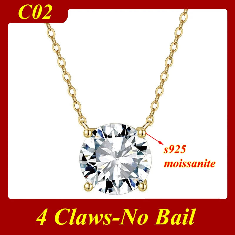 1-3ct Marquise Princess Emerald Pear Cut Women Moissanite Necklace Original 925 Sterling Silver Moissanite Diamond Jewelry Daily