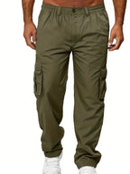 Men's Cargo Pants Sweatpants Outdoor Loose Straight Long Trousers Summer Casual Multi-Pocket Durable Workwear Male Trousers
