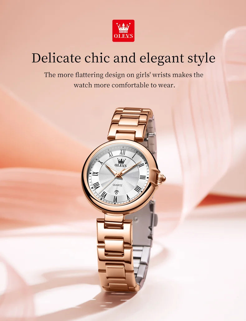 OLEVS 5608 Women Fashion Watch Stainless Steel Calendar Night Light Watch Original Brand Elegant Women Quartz Watch Reloj Mujer