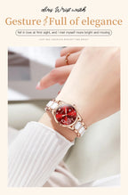 OLEVS 3605 Women's Watches Top Brand Fashion Mechanical Wristwatch Zircon Scale Watch for Ladies Waterproof Chronograph Date