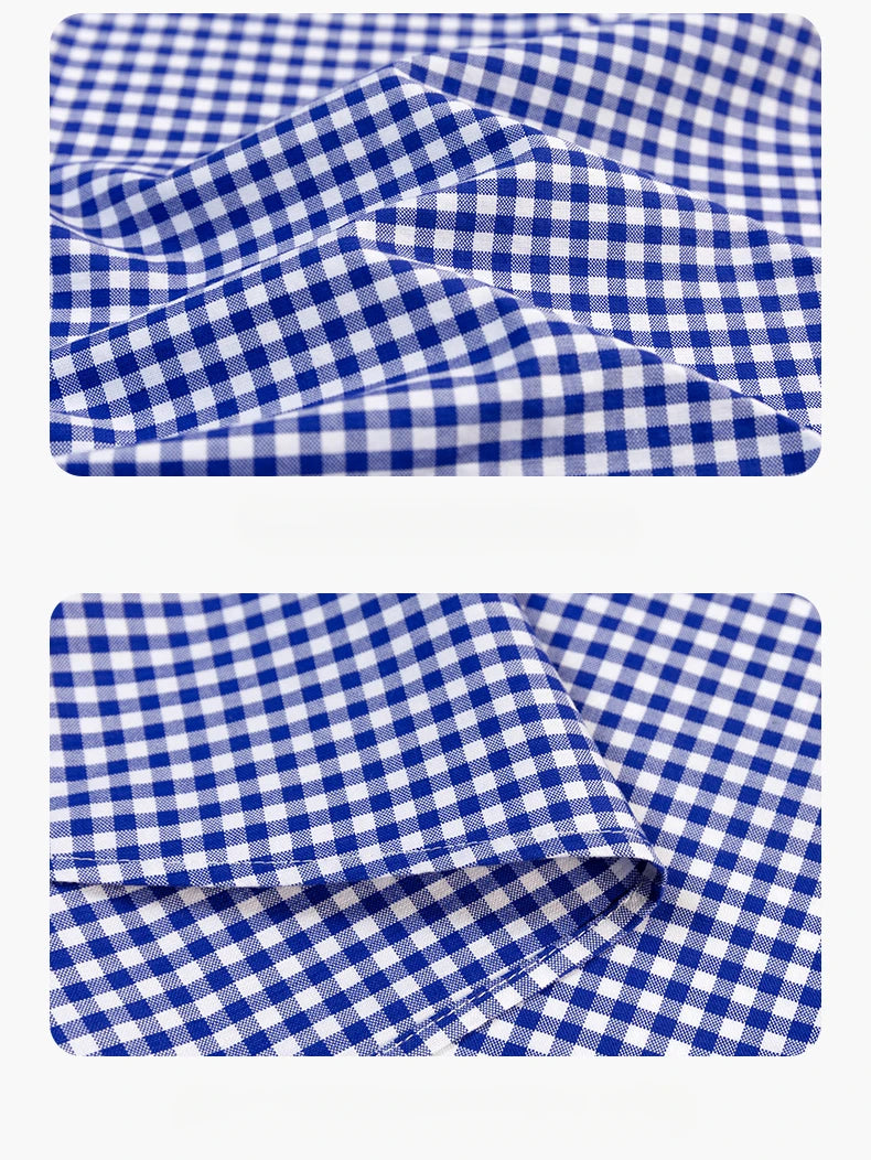 High Quality 100% Cotton Fashion Korena Popular Plaid Shirts for Men Slim Fit Formal Casual Shirt Trends Elegant Office Clothes