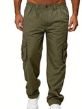 Men's Cargo Pants Sweatpants Outdoor Loose Straight Long Trousers Summer Casual Multi-Pocket Durable Workwear Male Trousers