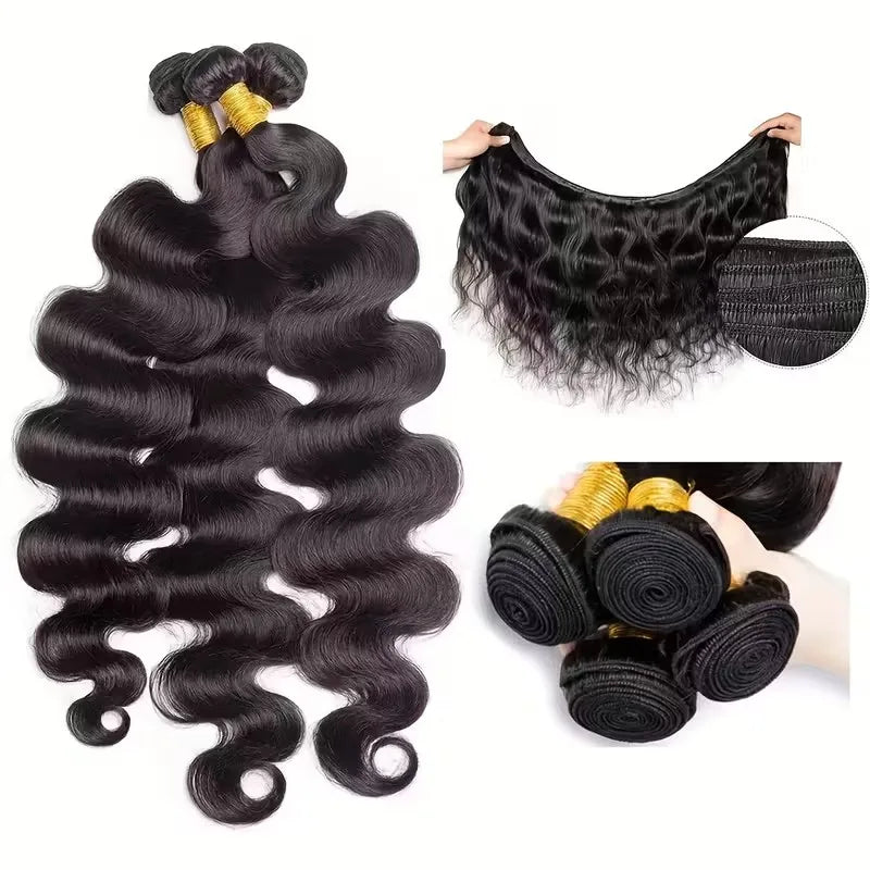 Body Wave Bundles Natural Black Human Hair Brazilian Hair Weave Bundles Human Hair Extensions 1 3 4 PCS Bundles