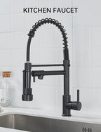 Kitchen Faucet with Pull Down Sprayer High Arc Single Handle Spring Kitchen Sink Faucet