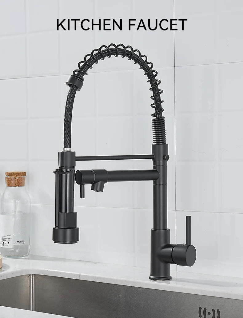 Kitchen Faucet with Pull Down Sprayer High Arc Single Handle Spring Kitchen Sink Faucet