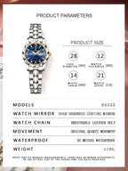 BINBOND 2pcs/Set Couple Watches Fashion Diamond Valentine Day Gift Stainless Steel Watch Men Women 30M Waterproof Quartz Watch