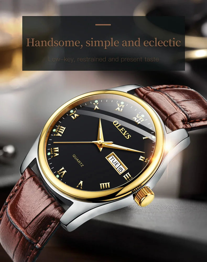 OLEVS 5568 Original Classic Man Watch Calendar Waterproof Steel Strap Luminous  Business Dress Men's Quartz Wristwatches