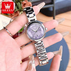 OLEVS 5608 Retro Style Quartz Watch for Women Elegant Steel Strap Auto Date Waterproof Luminous Luxury Ladies Wristwatch
