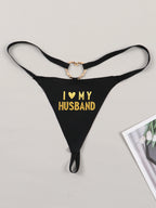 Varsbaby Cheeky Letter Printed G-string Underwear with I love my husband Prints Panties Playful Seamless T-back Bikini Thong