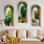 18 Styles Simulated Archway Niche Potted Plant Painting Wall Stickers Bedroom Living Room Hall Peel & Stick Art Mural Decals
