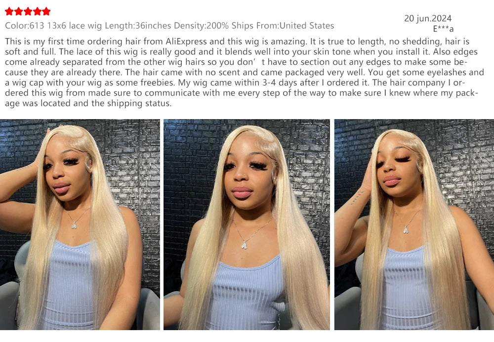 200% 613 Honey Blonde 13x6 HD Transparent Lace Front Human Hair Wigs For Women 34 36 Inch Straight 13x4 Lace Frontal Wig