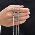 Hammer Pattern Cross Necklace for Men,Retro Grey Stainless Steel Cross Pendant Necklace, Stylish Jewelry Gift for Him Dad