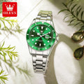 OLEVS 5885 Original Women Watch Top Luxury Quartz Watch Classic Green Dial Waterproof Luminous Date Watch Women Authentic Watch