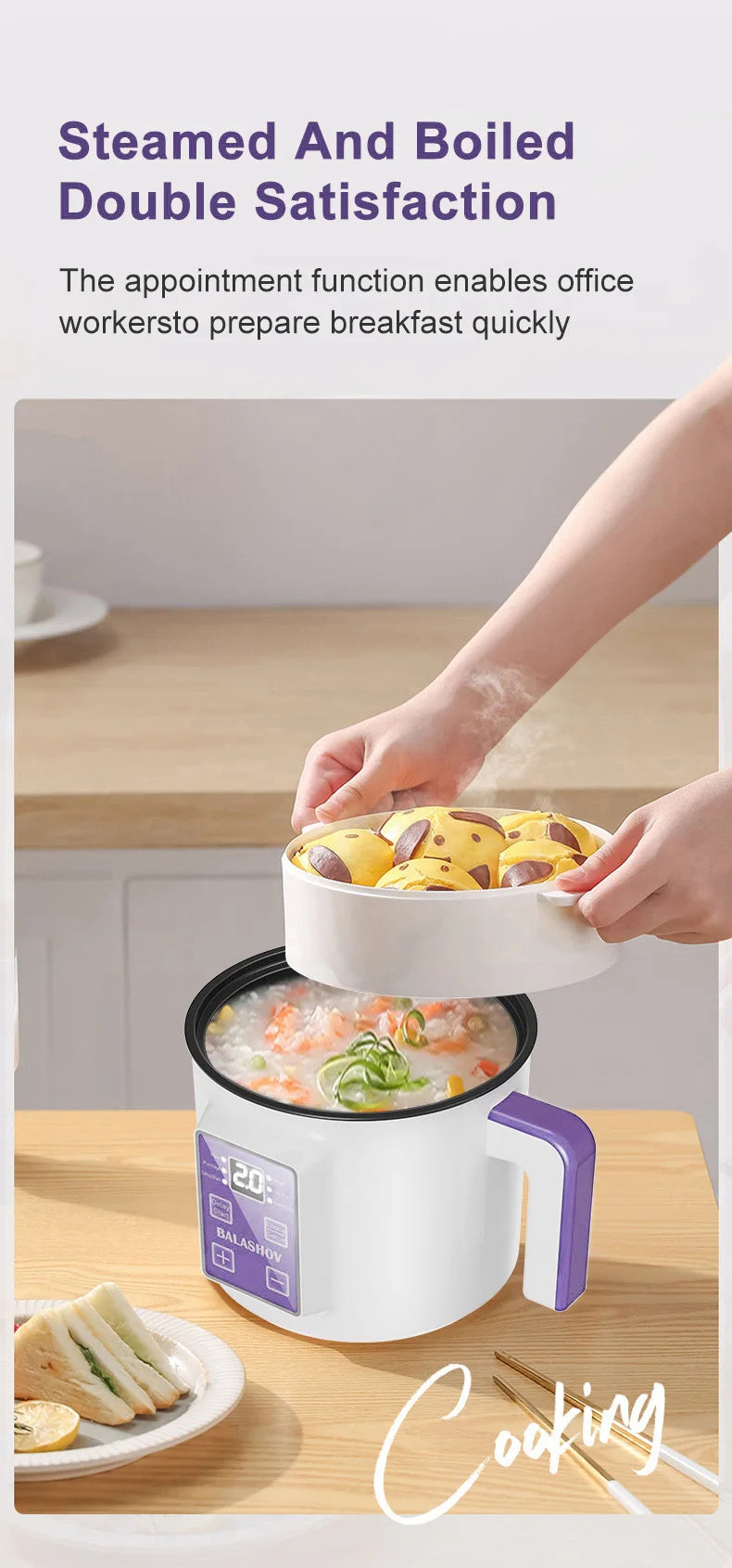 Mini Electric Rice Cooker Double Layer Multi Cooker Non-Stick Smart MultiCooker Electric Cooker Steamed Rice Pot for Home