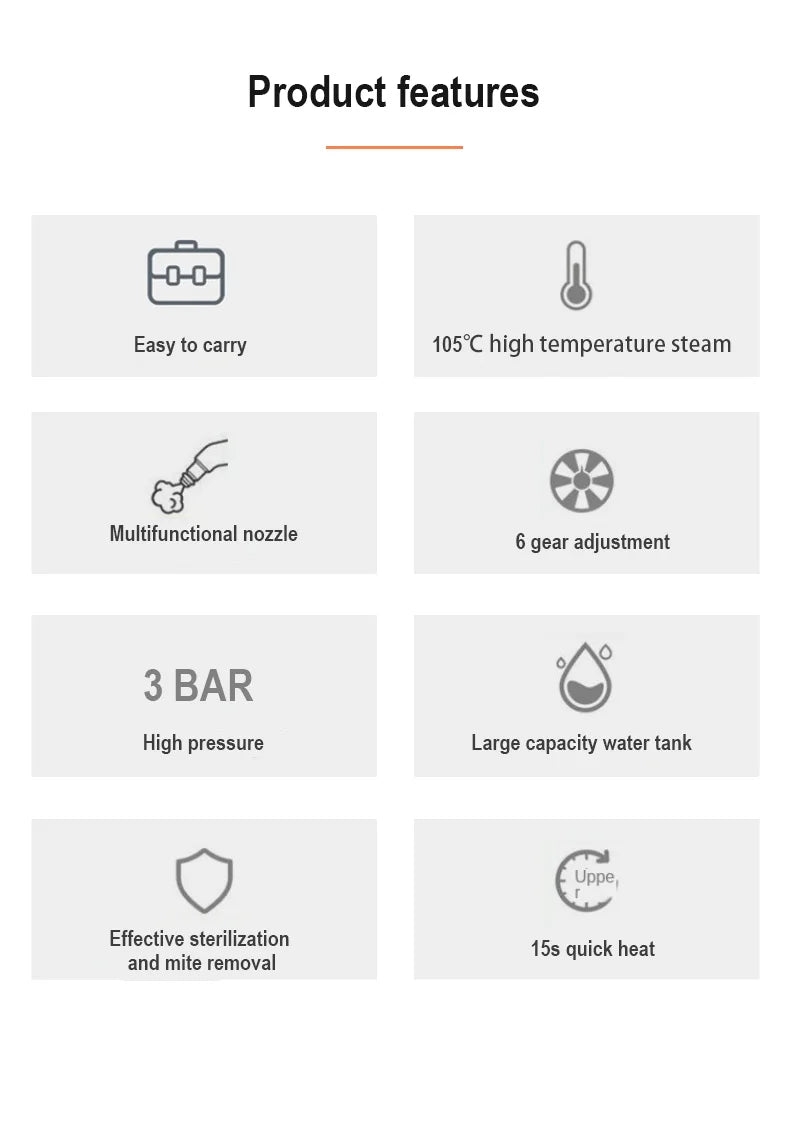 Pressure Steam Cleaner Portable Handheld Cleaner Air Conditioner Kitchen Car Hood Steam Cleaning Machine Household High