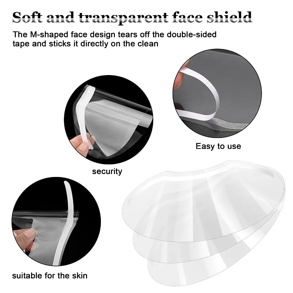 25/50Pcs Disposable Face Shields M Shaped Makeup Shower Visors Clear Barber Masks for Hairspray Hairdressing Tool Salon Supplies