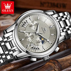 OLEVS 2892 Mens Watch Original Business Quartz Watch Moon Phase Multifunctional Chronograph Watches For Men With Box Reloj New