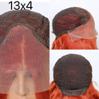Ginger Orange Blonde  Color Loose Wave 13X4 Lace Frontal Synthetic Wig For Women Preplucked Bleach Knots Cosplay Daily Party