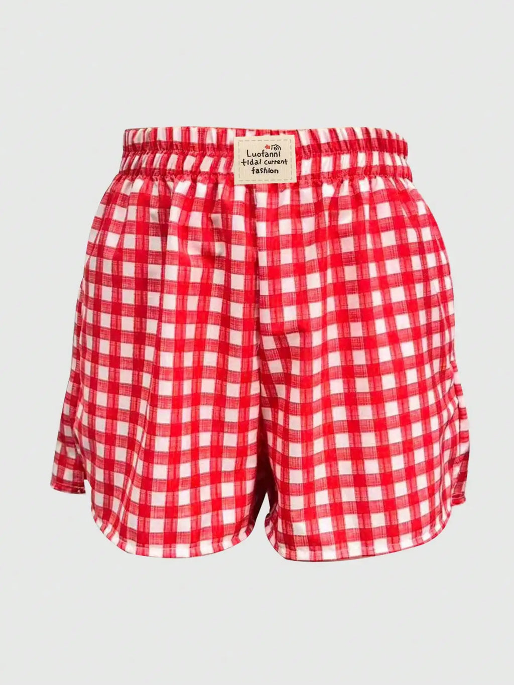 New Style Casual Red And White Checkered Letter Logo Shorts - stylish And Unique With Pockets On The Legs And Wide-leg Style